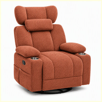 Extra-Wide Manual Rocking Recliner, Cozy Upholstered Recliner with Smooth Rock & Recline Action