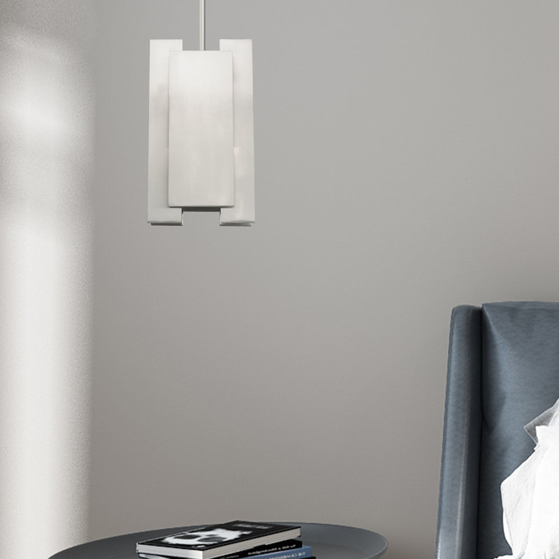 Luminaire suspendu rectangulaire à 1 lumière Varick, Nickel brossé