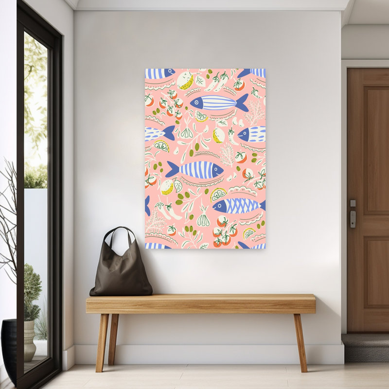 Art mural fantaisiste, poisson de cerise, 60" H x 40" W