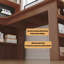 Bureau en L en bois massif avec bibliothèque intégrée, style minimaliste?-115789407