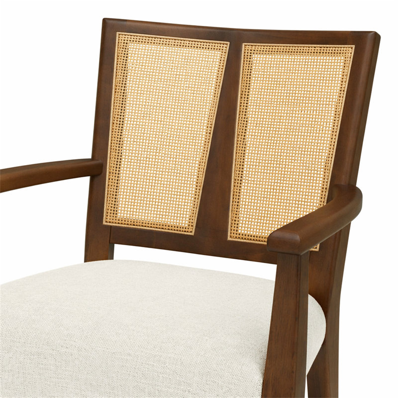 Chaise avec accoudoirs (ensemble de 2), Beige, Walnut
