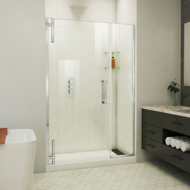 DreamLine Ascend 48 1/2 - 49 1/2 inch W x 72 inch H Frameless Pivot Shower Door in Chrome, Chrome, 49.5"
