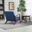 Chaise d'appoint rembourrée en bois massif de 25,6 po de largeur Mid-Century avec coussin supplémentaire-256597696