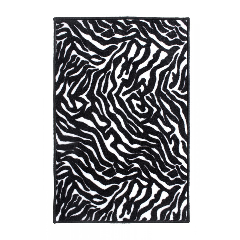 Tapis intérieur / extérieur noir à imprimé animal, Rectangle de 2 pi x 3 pi