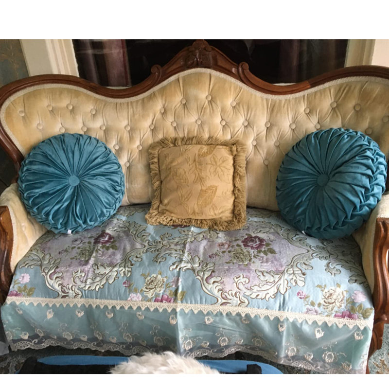 Coussin en velours Mylène, Bleu sarcelle