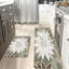 Art floral blanc, tapis de cuisine antidérapants 2 pièces