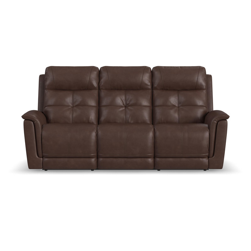Ranger Power Reclining Sofa With Console, Power Headrests, Lumbar, Heat, Massage, Dark Brown