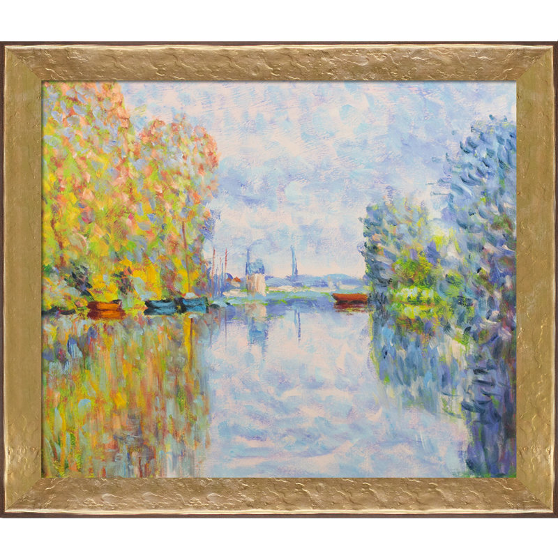 «Autumn on the seine at Argenteuil» par Claude Monet, peinture sur toile encadrée, H 24 po x l 28 po x P 2 po, Cadre noir