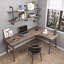 Bureau en bois massif en L noyer clair-1012253690-1012253638