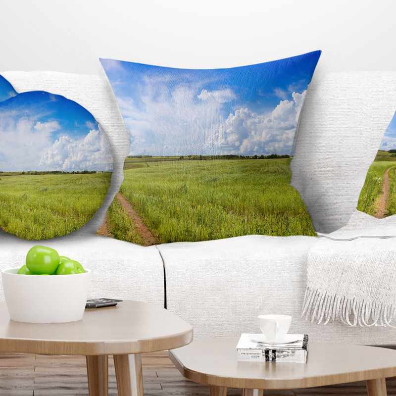 Coussin route imprimé paysage, 16 po x 1 po, Coussin décoratif