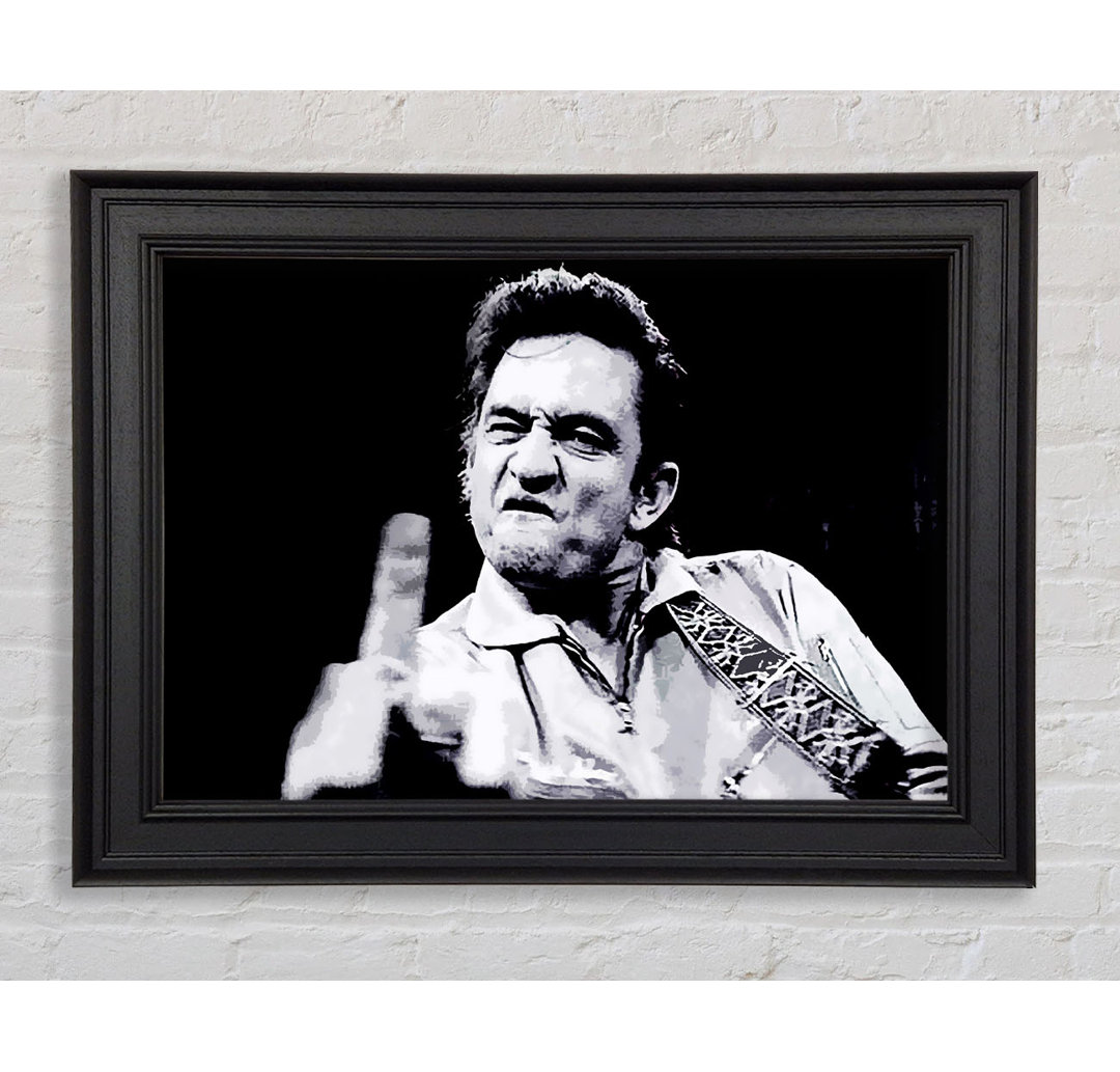 Johnny Cash Finger B N W Gerahmter Druck