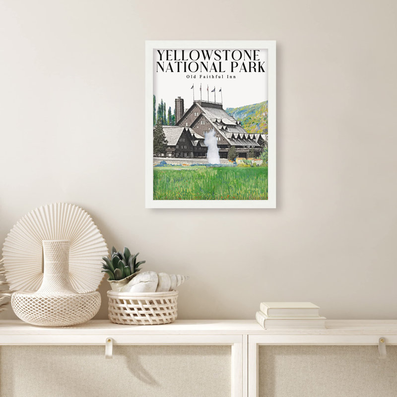 «Old Faithful Yellowstone National Park» sur papier, Blanc