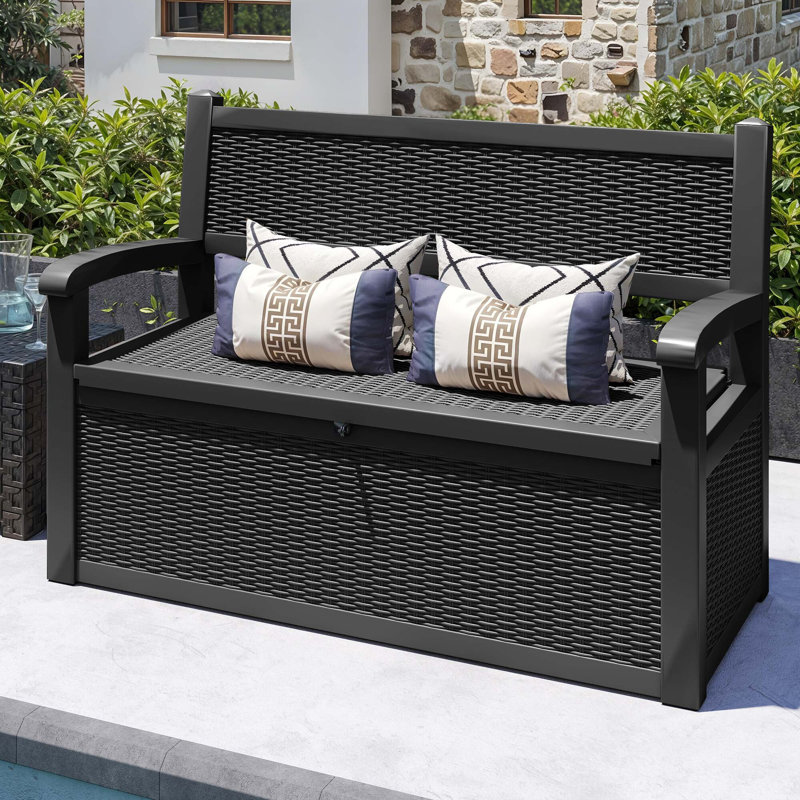Balconera 130cm W 270L Resin Lockable Storage Bench, Black