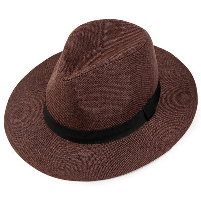 Men's Top Hat, Linen Material, Flat Edge, Middle-aged And Elderly Men's Sunshade Hat, Leisure Hat, Travel Hat, Men's Hat, Sunshade Cowboy Hat
