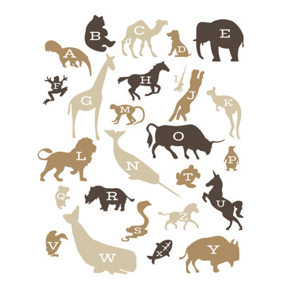 Décalcomanie murale alphabet animaux