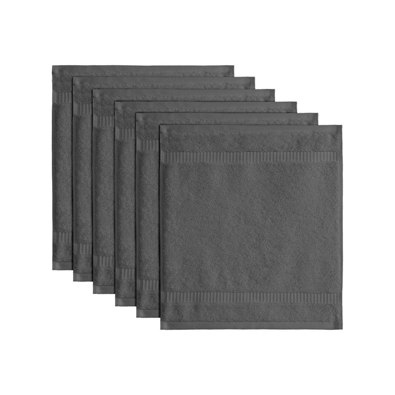  Ensemble de débarbouillette 100% coton turc Hamptons Luxury, Gris foncé