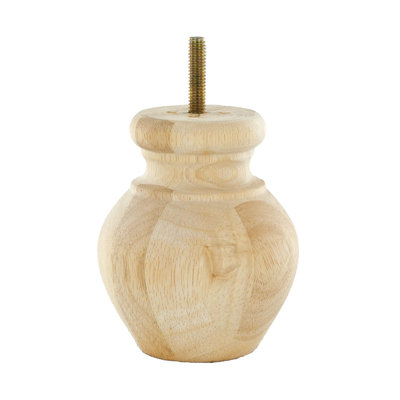 4-1/2 in x 3-1/4 Solid Hardwood Round Bun Foot, 1 Piece