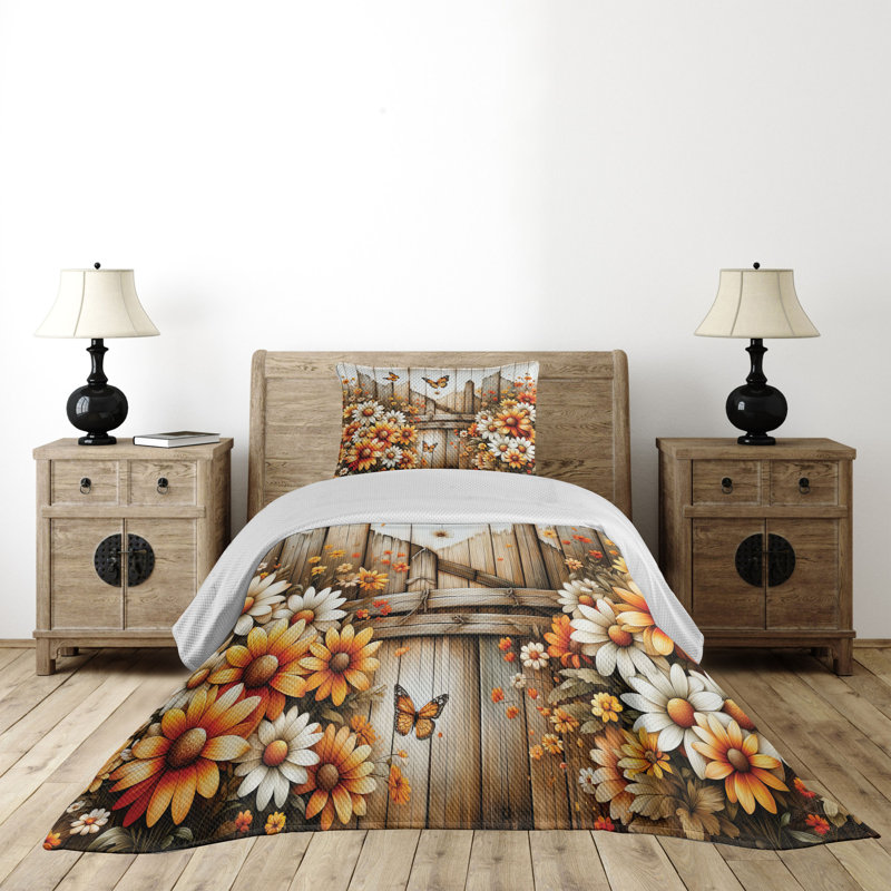 Polyester Floral Coverlet, Twin Coverlet + 1 Standard Shams