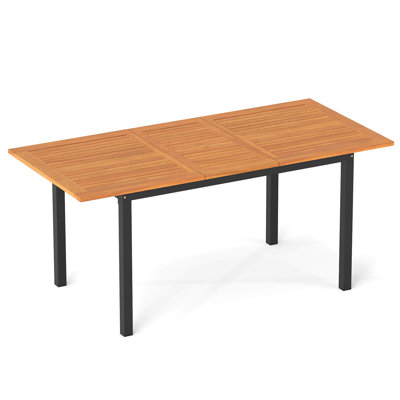 Extendable Patio Dining Table for 4-8 People with 1.97†Umbrella Holes, Metal Legs by Winston Porter
