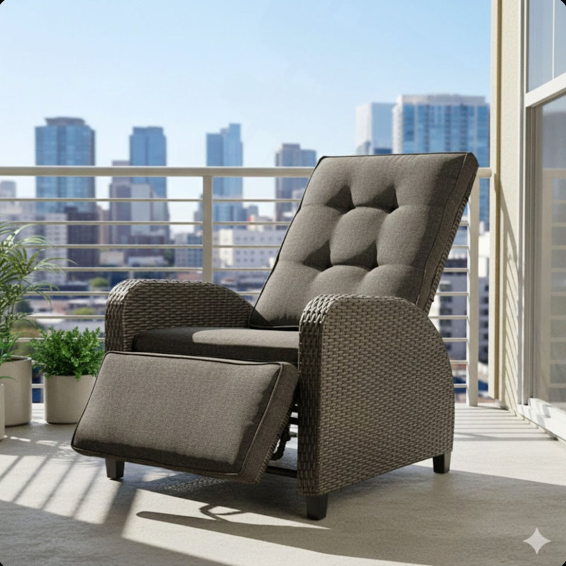 Chaise longue d'extérieur réglable 30 "avec coussins et repose-pieds
