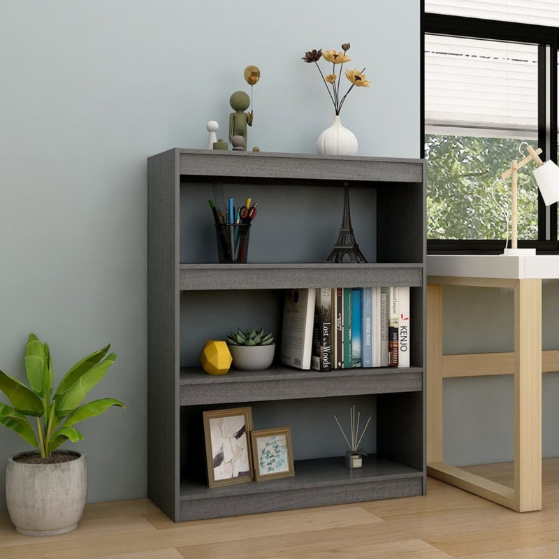 Jamarrian 103cm H x 100cm W Solid Wood Standard Bookcase, Grey