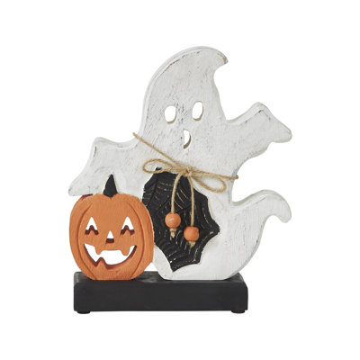 Fantôme en bois Spooky Jack-O-Lantern 9,25 x 8 x 2