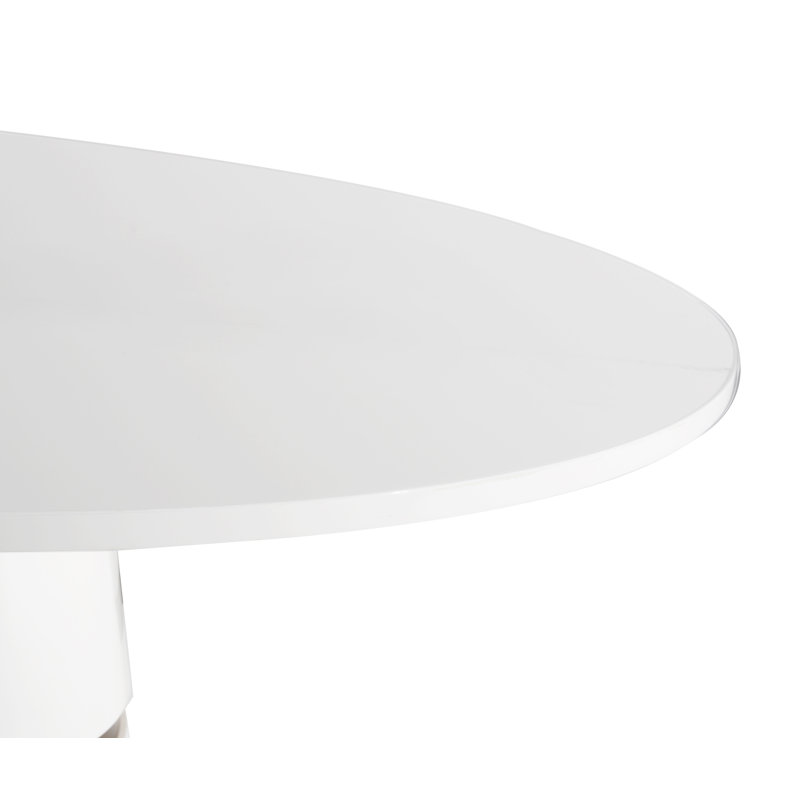 White and Gold Round Wood Dining Table for Four