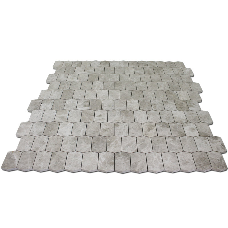 Picket 2" x 3" Marble Honeycomb Mosaic Wall & Floor Tile, Silver Shadow