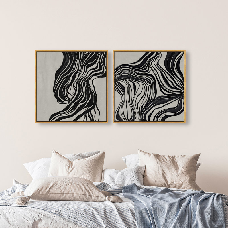 Emotional Set Canvas Abstract Print by Oliver Gal, Black Frame, 12 x 12, 31"H x 31"W, Gold Floater Frame