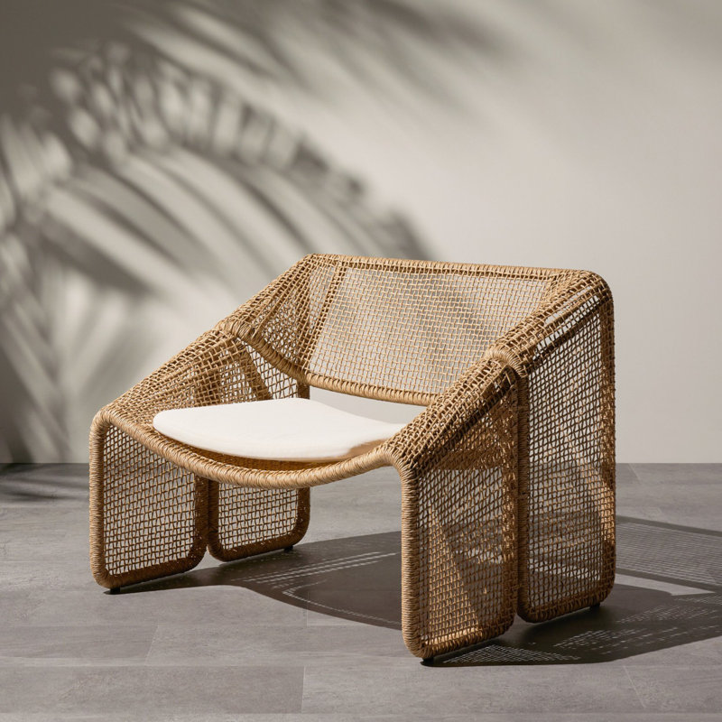 Selma Outdoor Lounge Chair, Venao Ivory/Faux Hyacinth