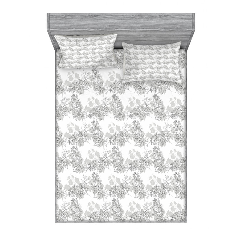 Ikeya Microfiber Floral Sheet Set, Queen Sheet Set with Fitted Sheet