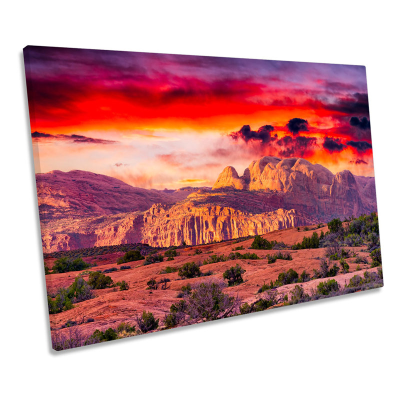 Sunset Utah Arches National Park - Wrapped Canvas Art Prints, 30.5cm H x 45.7cm W x 2cm D