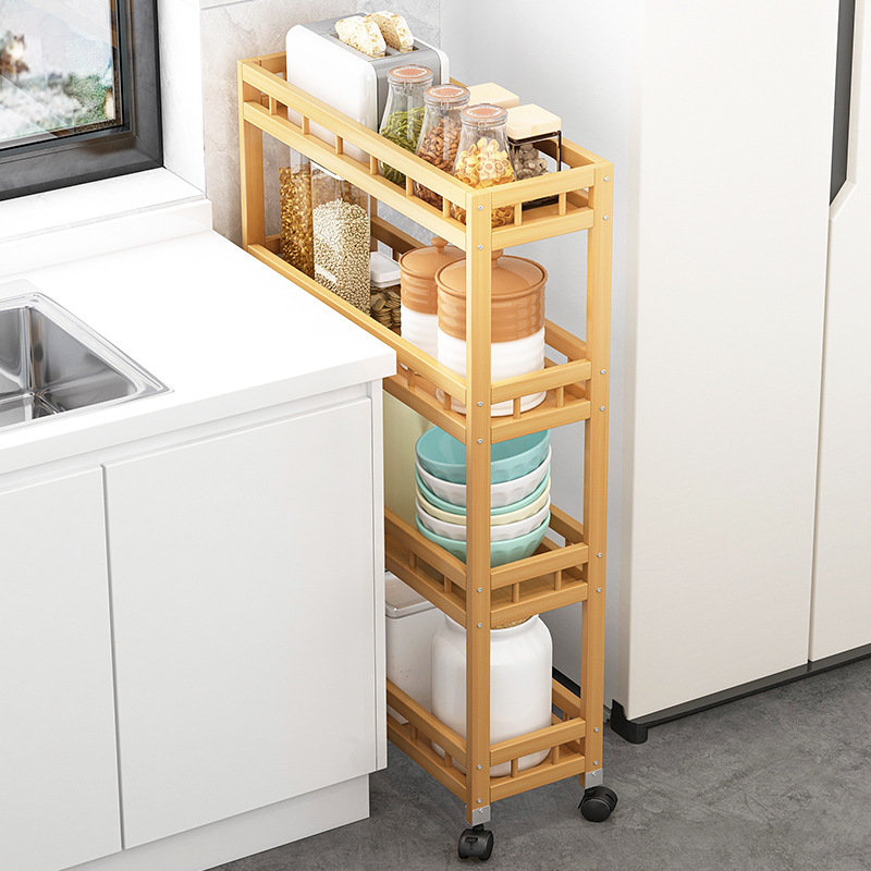 Organisateur de rangement de salle de bain en bambou à 4 niveaux, H 46,9 po x l 15,8 po x P 11,8 po