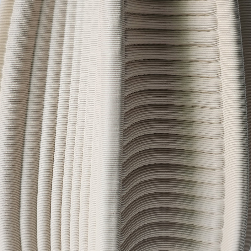 Stoneware Vase Valencia Trend Sculptural Ribbed Textured Stone-Inspired Design With Geometric Contoured Form And Vertical Relief Detailing Modern Decorative Accent Piece