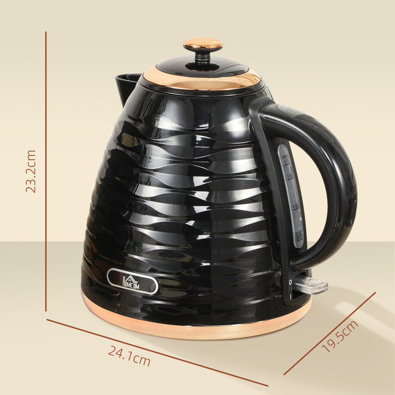 HOMCOM 1.7L Electric Tea Kettle, Black