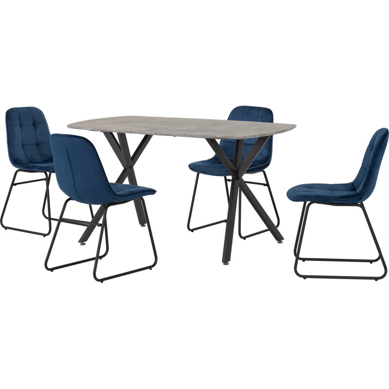 Wyarno 4 - Person Dining Set, Sapphire Blue