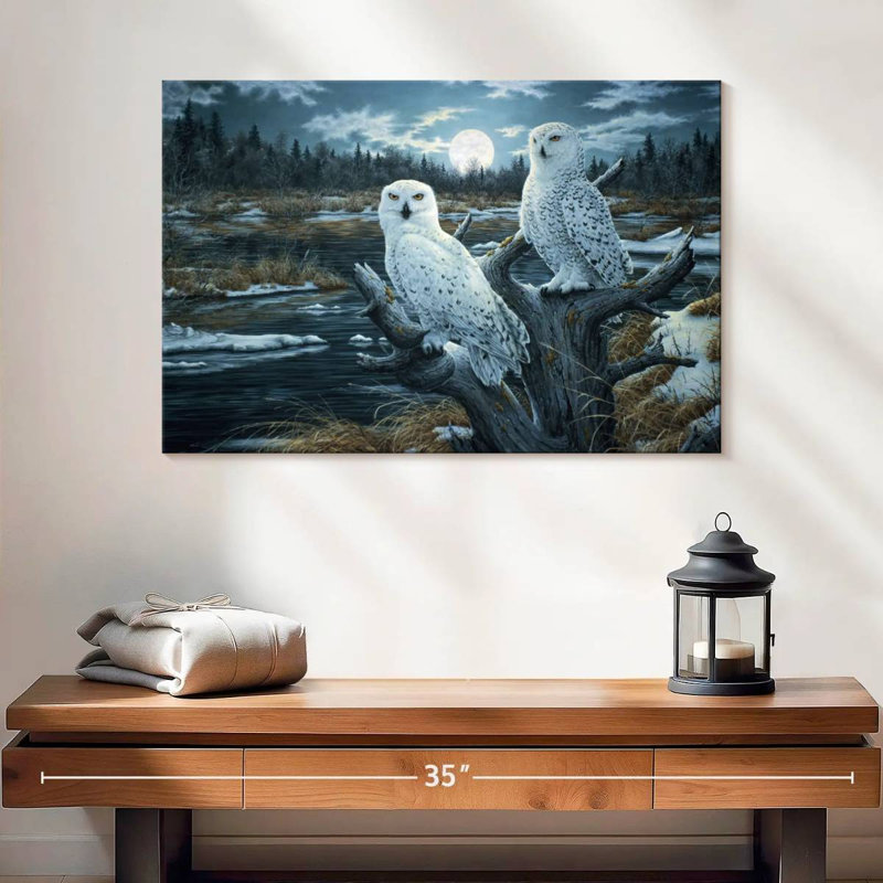 Two Snowy Owls, 16" H x 24" W