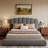 Velvet Upholstered Platform Bed With Scalloped Wavy Headboard, No Box Spring Required-808809414-808809415