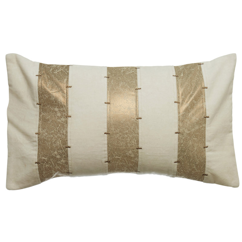 Bergman Striped Rectangular Throw Cushion With Filling, Ivory/Gold