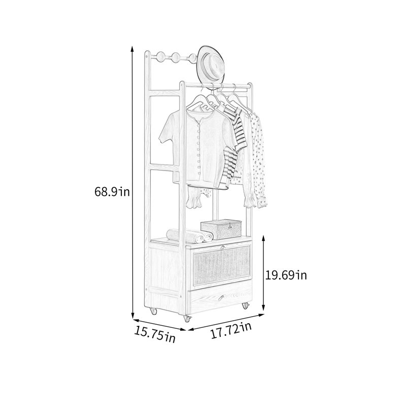 Oak Wood Freestanding Coat Rack