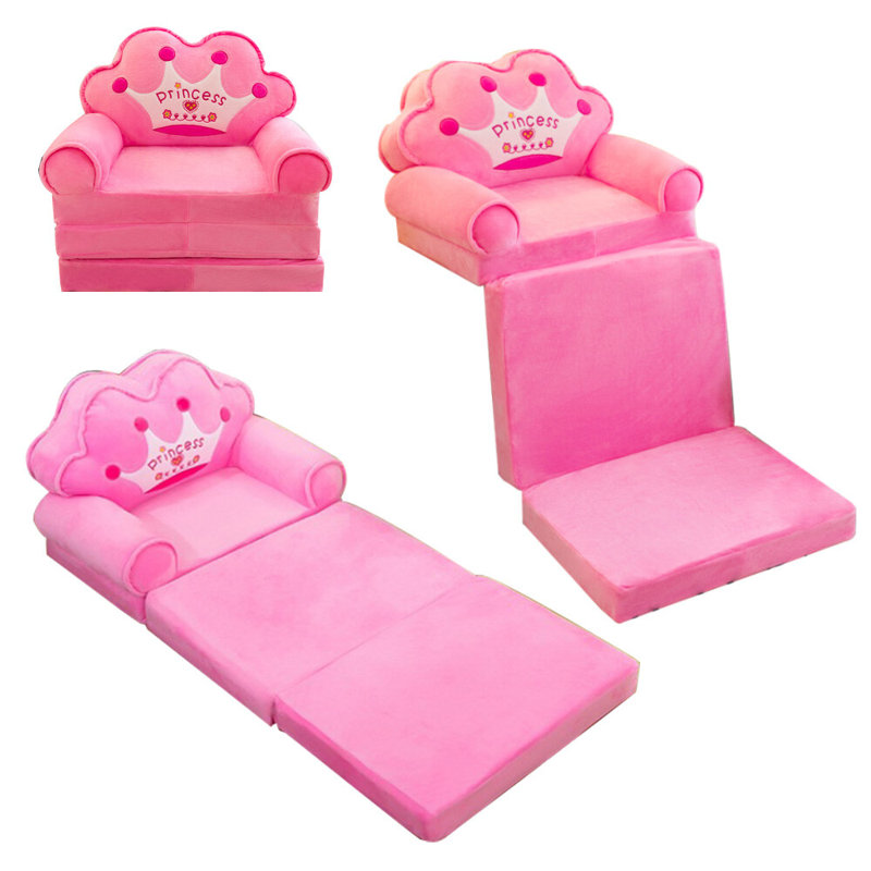 Canapé-lit pour tout-petit 3 en 1, Couronne rose