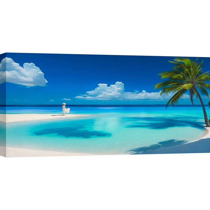 2MZ7035 Tropical Landscape: Serenity Cove 1 Piece Wrapped Canvas Wall Art, 35cm H x 70cm W