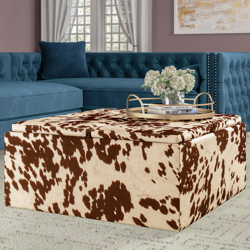 Abasi Upholstered Ottoman, Brown/Beige Polyester