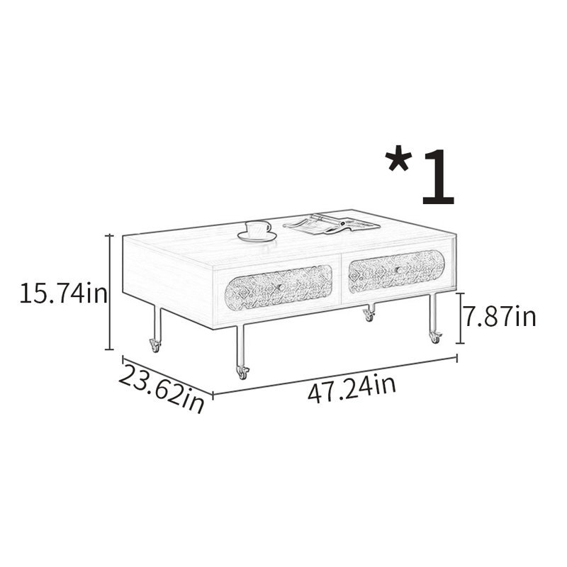 Gona, H 15,74 po x L 47,24 po x l 23,62 po, Noir