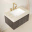 Meuble-lavabo flottant mural Adwin de 30 po (4 finitions) - Armoire pré-assemblée en contreplaqué avec comptoir en pierre frittée Travertine et lavabo encastré en céramique Roma-776290484-776290487