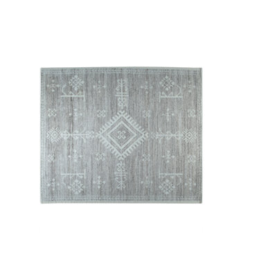 Tapis gris en laine noué à la main Celia Oushak