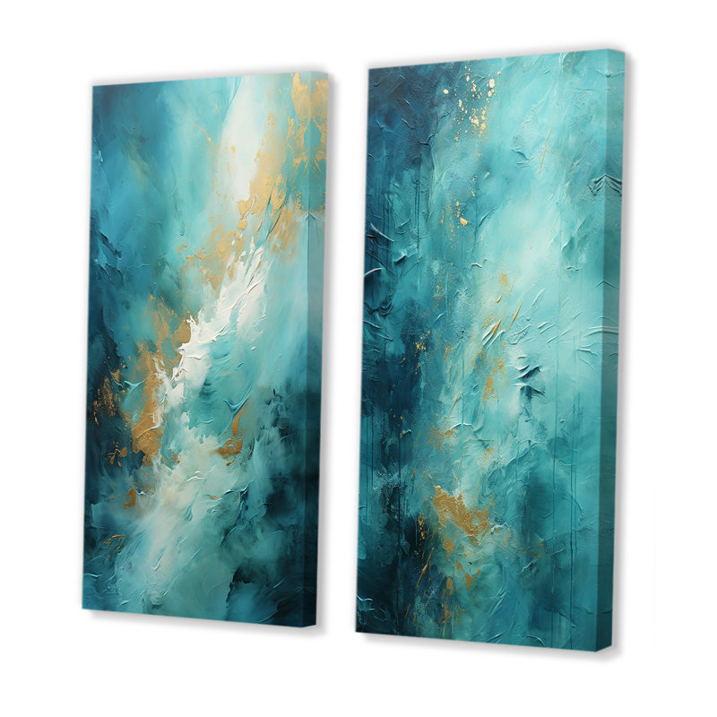 «Turquoise Tranquility», 2 pièces sur toile, H 32 po x l 32 po, Toile tendue