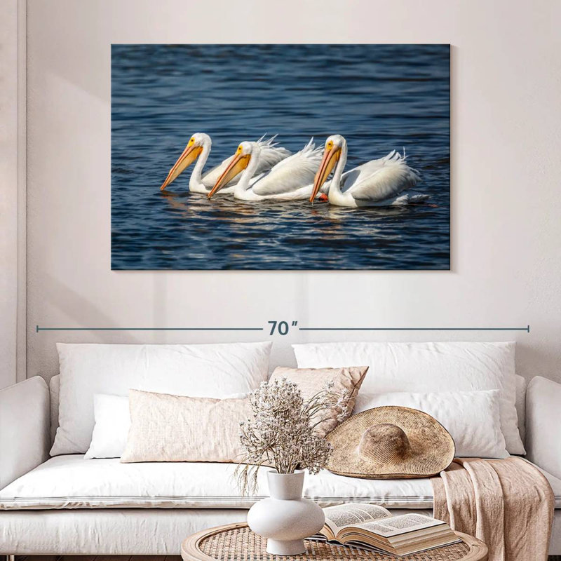 Bramic Ding Darling White Pelicans, H 32 po x l 48 po