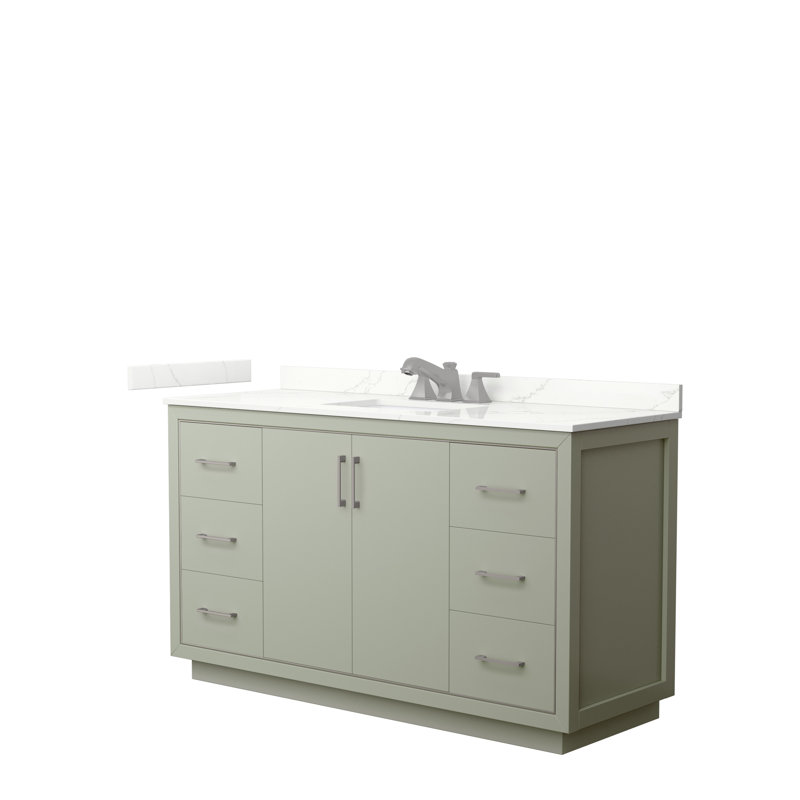 60'' Single Bathroom Vanity with Quartz Top, Giotto Quartz, Light Green, Brushed Nickel
