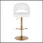 Tabouret de bar réglable avec pivot en métal doré et similicuir blanc avec repose-pieds rond en T - ensemble de 2-69035696-69035699